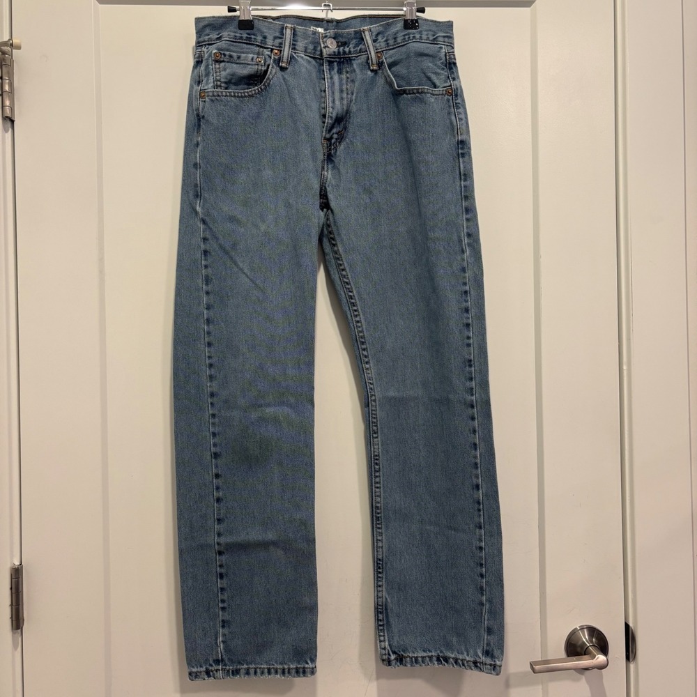 Levis 505 Regular Fit Straight Leg Jeans Mens 30x30 Medium Wash Blue Denim